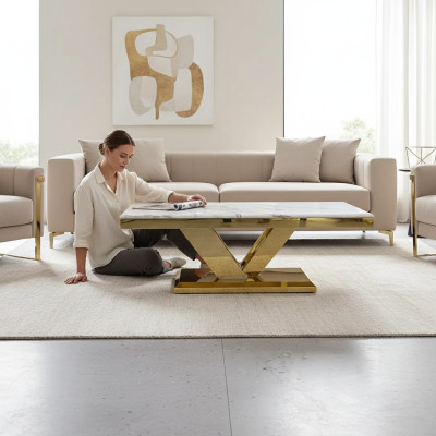 stolik kawowy Design Tabela Living Room Luxury Stoliki do kawy Meble 130x70 Metal
