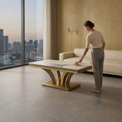 stolik kawowy Design Living Room Luxury Stoliki do kawy stoły Meble Gold 115x70