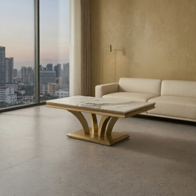 stolik kawowy Design Living Room Luxury Stoliki do kawy stoły Meble Gold 115x70