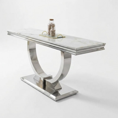 Konsole kredensowe srebrne Tabela Luxury Tabela Silver Chrom 120x40cm