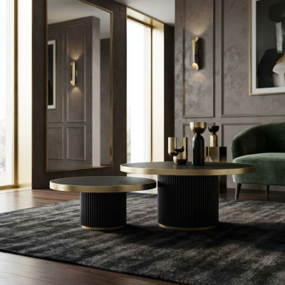Designerski stolik kawowy Zestaw 2x Stoliki do kawy Salon Stal zabezpieczająca Meble Tabela