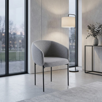 Szare tapicerowane krzesło do designerskiego jednoosobowego salonu Podłokietniki Krzesła