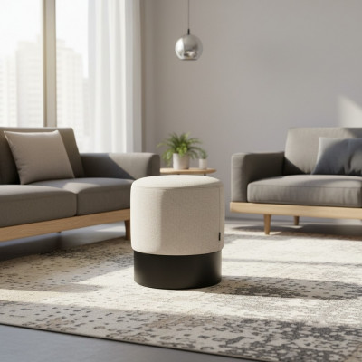 Designerska Pufa Stylowy Podnóżek Stołek Tekstylny Siedziba Sypialnia Meble