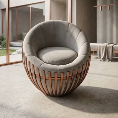 Designerskie szare meble Fotel do salonu Podkładka Siedziba Włókienniczy Fotel Lounge Club