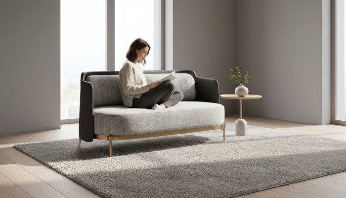 Designerskie Szare 2-miejsce siedzące Luksusowy Salon Podkładka Kanapa Włókienniczy Meble