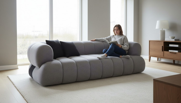 Szara tapicerowana sofa luksusowa 3-miejsce do siedzenia Podkładka do salonu Sofy Kanapy