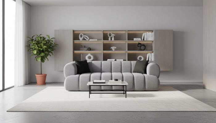 Szara tapicerowana sofa luksusowa 3-miejsce do siedzenia Podkładka do salonu Sofy Kanapy