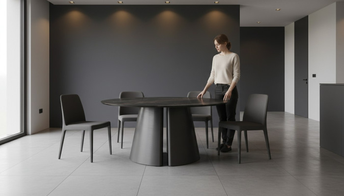 Designerski Stół Okrągły Czarny Stal nierdzewna Meble Stół do Jadalni Luksusowe stoły