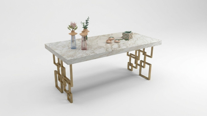 Designerski Biały Stół obiadowy jadalnia Meble Elegancki Marmur Tabela Modern