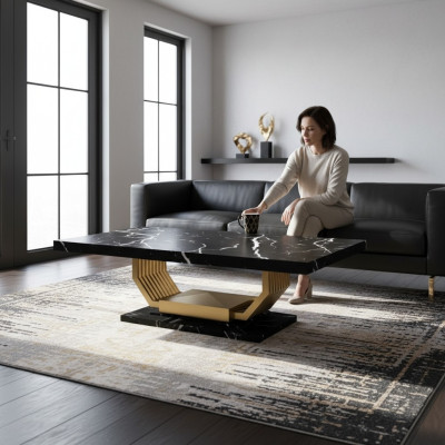 Czarny stół jadalnia Meble Luksusowy Marmurowy Stół obiadowy Designerskie stoły