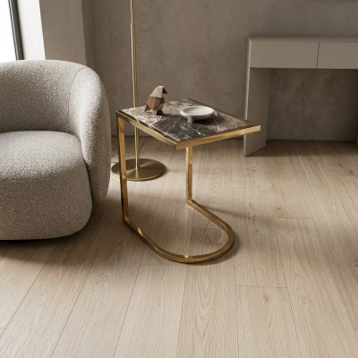 Luksusowy designerski stół do salonu Stolik Stal nierdzewna ze szklanym blatem