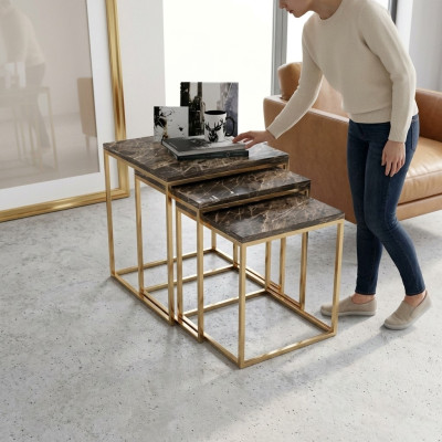 Stal nierdzewna Stolik Zestaw Designerski Stoliki do wyposażenia salonu