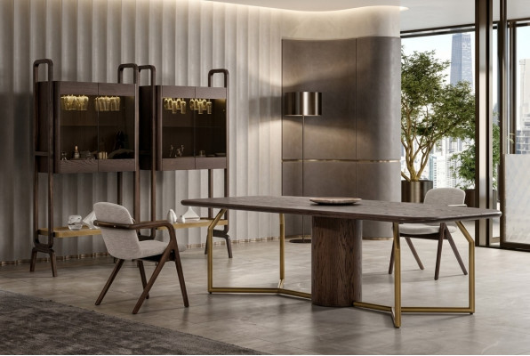 Luxury Villas Meble Zestaw Jadalnia Jadalnia Kompletny Tabela 4x Krzesło Kredens 7-częściowy