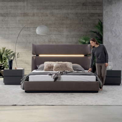 Luksusowy zestaw Sypialnia Łóżko z 2x Szafki nocne Zestaw Modern Design