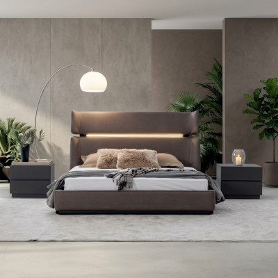 Luksusowy zestaw Sypialnia Łóżko z 2x Szafki nocne Zestaw Modern Design