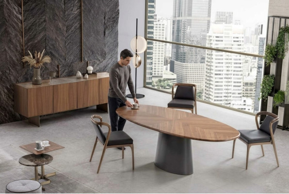 Luksusowy Zestaw Jadalnia Stół obiadowy z Modern Design 6x Krzesła z 2x Stoliki do kawy