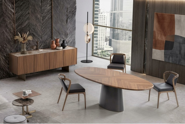 Luksusowy Zestaw Jadalnia Stół obiadowy z Modern Design 6x Krzesła z 2x Stoliki do kawy