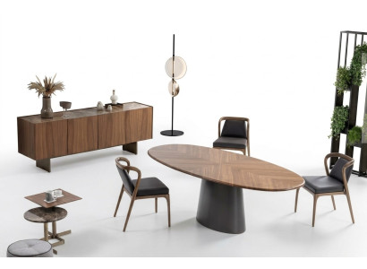 Luksusowy Zestaw Jadalnia Stół obiadowy z Modern Design 6x Krzesła z 2x Stoliki do kawy