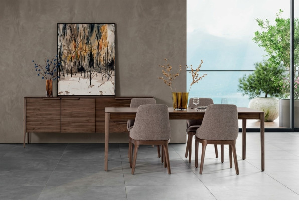 jadalnia Zestaw Dining Group Brown Stół obiadowy 4x Krzesła z Kredensem Tabela