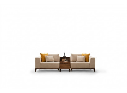 Luksusowa Sofa do Salonu Nowoczesny Design Drewno z Tekstyliami Dwuosobowa
