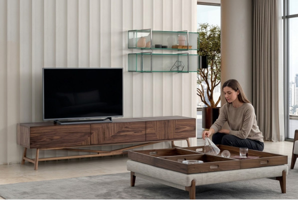 Pokój dzienny stojak TV z 2x półka ścienna Luxury Design Kredens Jednostka ścienna