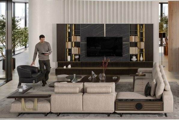 Żywy krajobraz L-shape Narożnikowa kanapa Couch Design Podkładka Ustawić Sofa Narożnik Nowość
