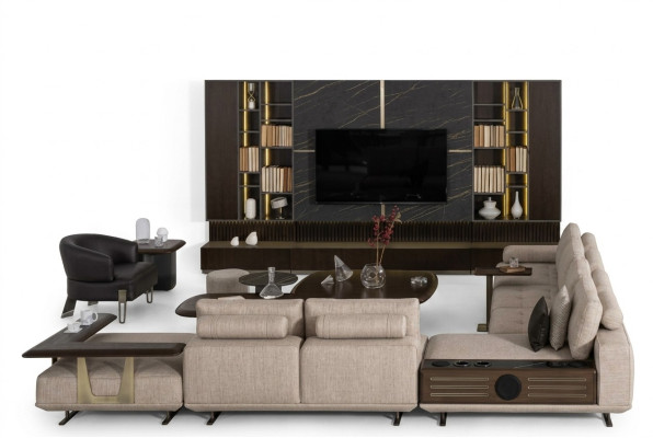 Żywy krajobraz L-shape Narożnikowa kanapa Couch Design Podkładka Ustawić Sofa Narożnik Nowość