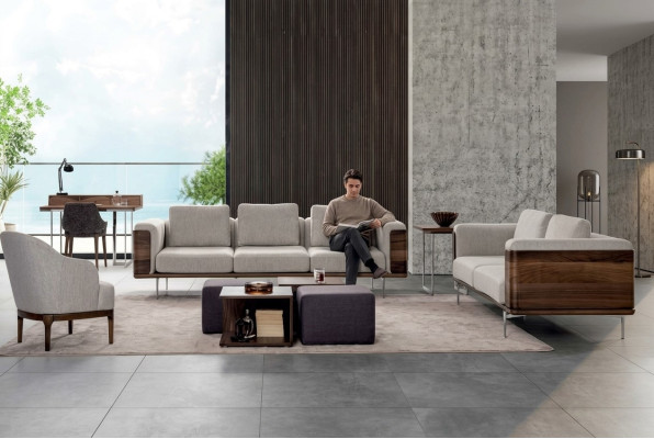 Zestaw do salonu Luksusowy nowoczesny design 2x Sofy z Fotel Zestaw sofowy