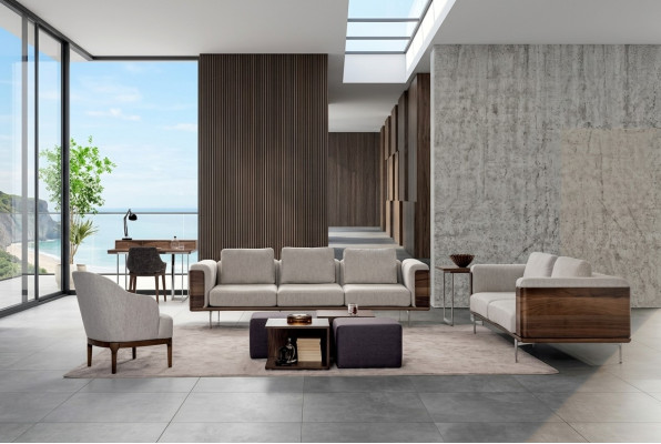 Zestaw do salonu Luksusowy nowoczesny design 2x Sofy z Fotel Zestaw sofowy