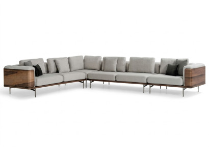 Pokój dzienny Narożnikowa kanapa Drewno Modern z Luxury Design Zestaw narożny