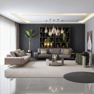 Luksusowy Zestaw sofowy salon 3+3+1 Siedziba sofa materiałowa duża sofa komplety wypoczynkowe