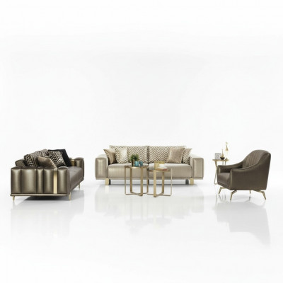 Design Zestaw sofowy 3+2+1 miejsce do siedzenia Modern Fotel Luxury Meble Material Gold