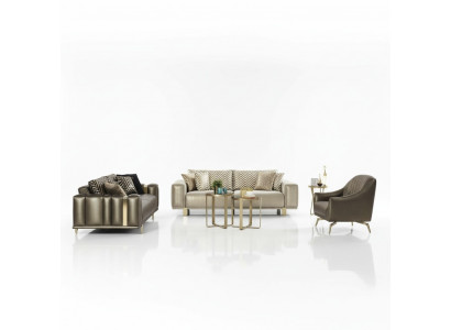 Design Zestaw sofowy 3+2+1 miejsce do siedzenia Modern Fotel Luxury Meble Material Gold