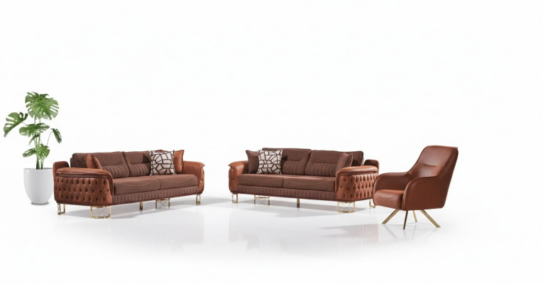 Brown Chesterfield Zestaw sofowy 3+3+1 miejsce do siedzenia, designerskie kanapy 3 sztuki