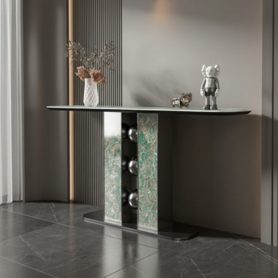 Nowoczesny Luksus Stół konsolowy Designerski Szary Drewno Salon Nowe Meble