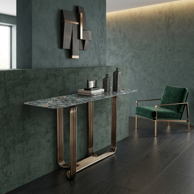 Stół konsolowy Drewno Tabela konsola Luxury Stoły konsolowe Design Stal zabezpieczająca