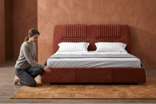 Design Red Podwójne łóżko Ramy łóżek łóżka Łóżka drewniane Włókienniczy Sypialnia Łóżko