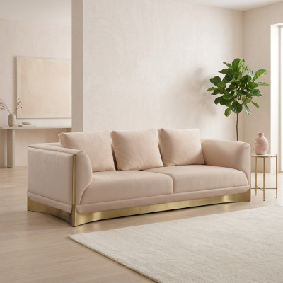 Sofa 3 miejsce do siedzenia Sofy Salon Luksusowy Styl Nowoczesne beżowe Meble kanapowe