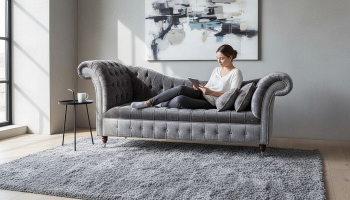 Szary Chesterfield Sofa Podkładka 3 miejsce siedzące Kanapy Siedziba Ustawić Sofy Nowe