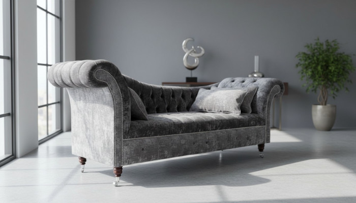 Szary Chesterfield Sofa Podkładka 3 miejsce siedzące Kanapy Siedziba Ustawić Sofy Nowe