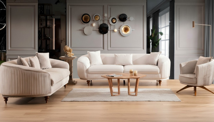 Sofa Kanapa Aksamit Podkładka Siedziba 321 miejsce do siedzenia Ustawić Design Drewno Sofy Nowe
