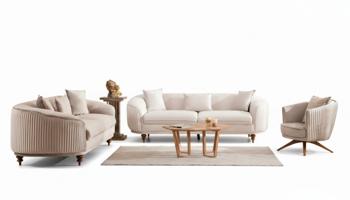 Sofa Kanapa Aksamit Podkładka Siedziba 321 miejsce do siedzenia Ustawić Design Drewno Sofy Nowe