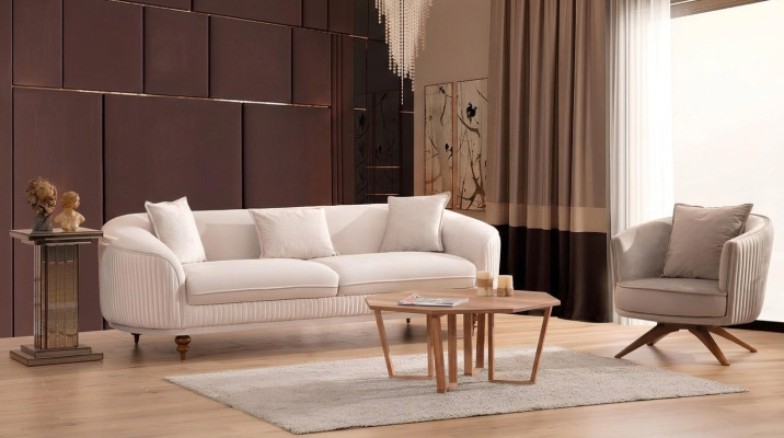 Sofa 3 miejsce do siedzenia Elegancki Fotel Nowoczesny Luksus Design Drewno Meble Podkładka