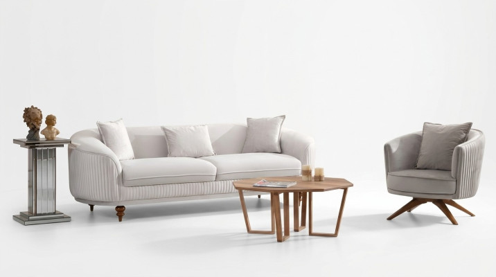 Sofa 3 miejsce do siedzenia Elegancki Fotel Nowoczesny Luksus Design Drewno Meble Podkładka