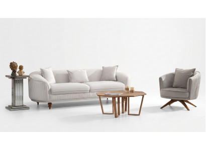 Sofa 3 miejsce do siedzenia Elegancki Fotel Nowoczesny Luksus Design Drewno Meble Podkładka
