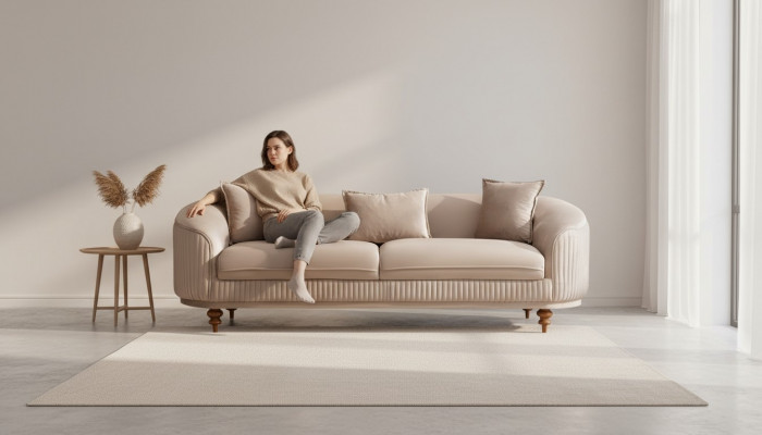 Sofa 3 miejsce do siedzenia Design Sofy Podkładka Modern Siedziba Materiał New Meble Couch