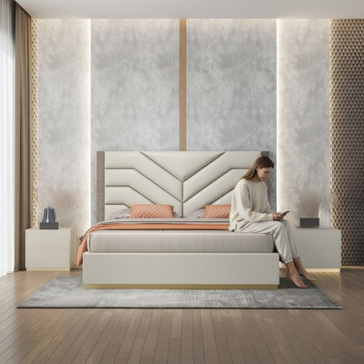 Łóżko Design Luksusowe podwójne łóżko 180x200cm Sleep Pokój Modern New