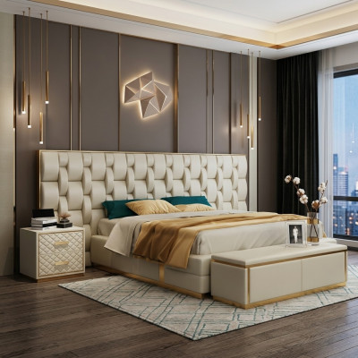 Łóżko Podkładka Design Luksusowe łóżko podwójne Sleep Pokój Hotel Łóżko New