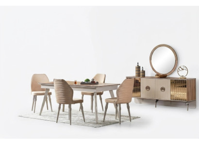 Design jadalnia Kompletny Stół obiadowy + 6x Krzesła Nowoczesny Stół Drewniany Nowość