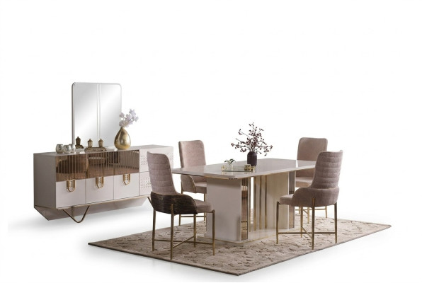 Design jadalnia Kompletny Stół obiadowy + 6x Krzesła +Komoda Meble stół drewniany Nowość